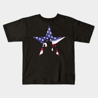 US Flag Star With Saluting Soldiers July 4th Veterans Day Kids T-Shirt